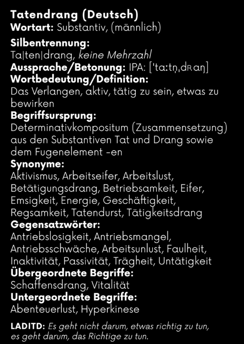 "Tatendrang" Poster - Black