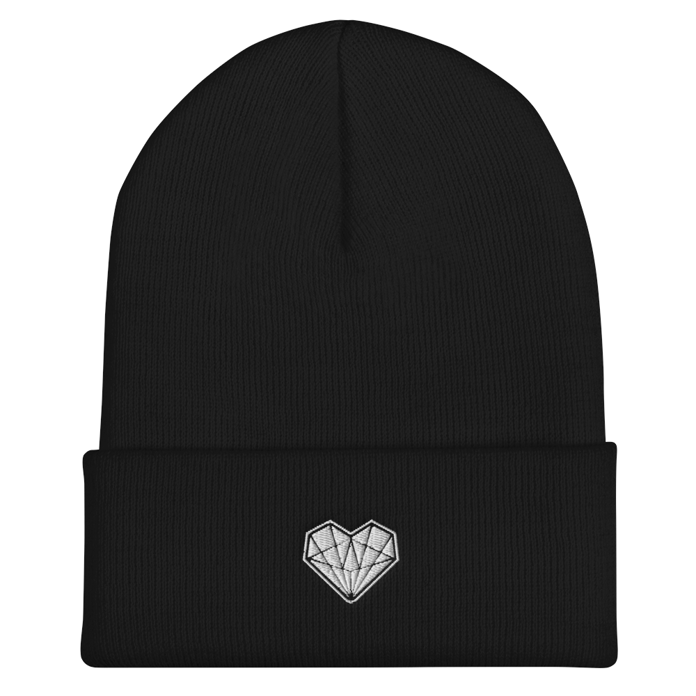 Diamond Heart Beanie - Black